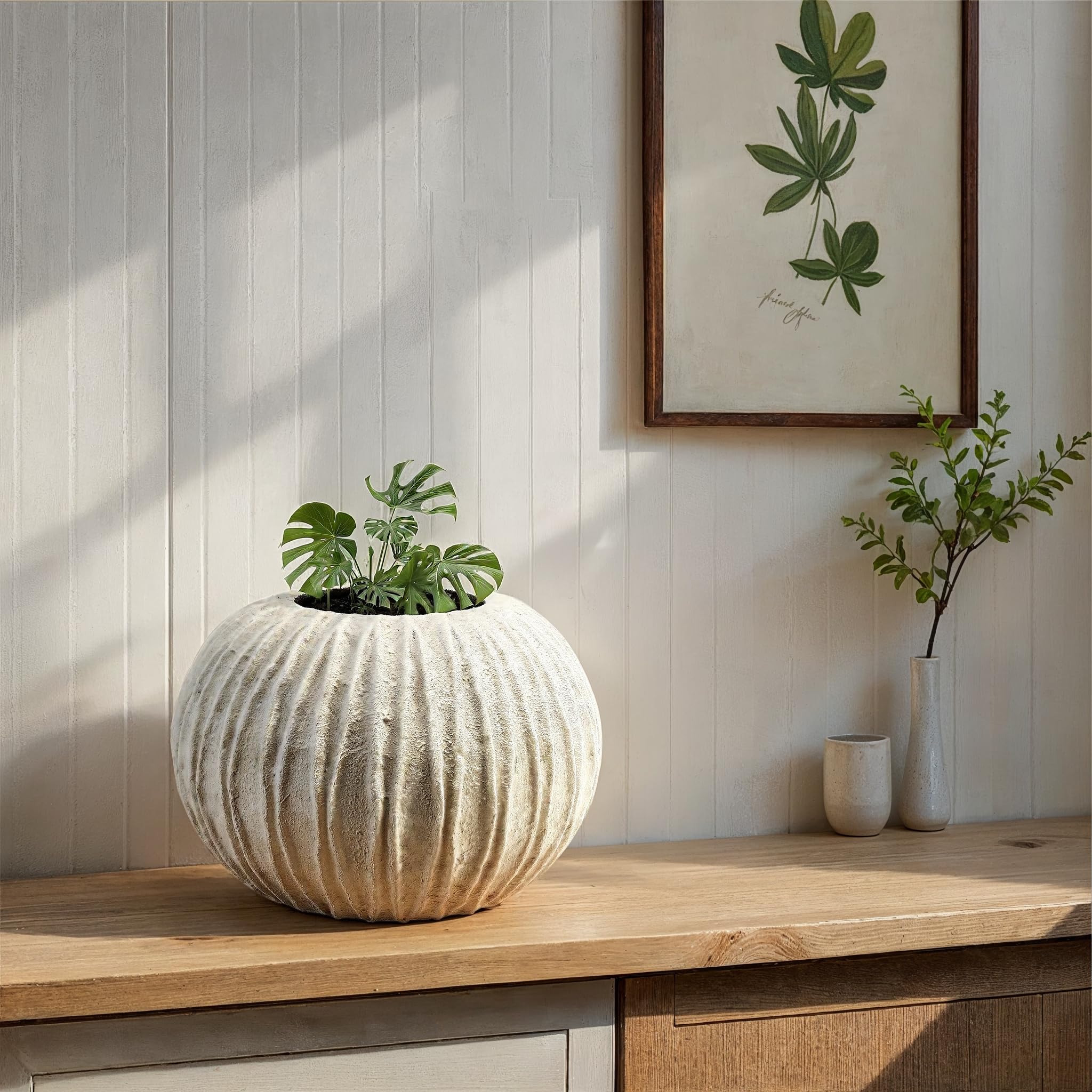 Bloomingville Textured Composite Resin Planter/Vase, Antique White - Image 6