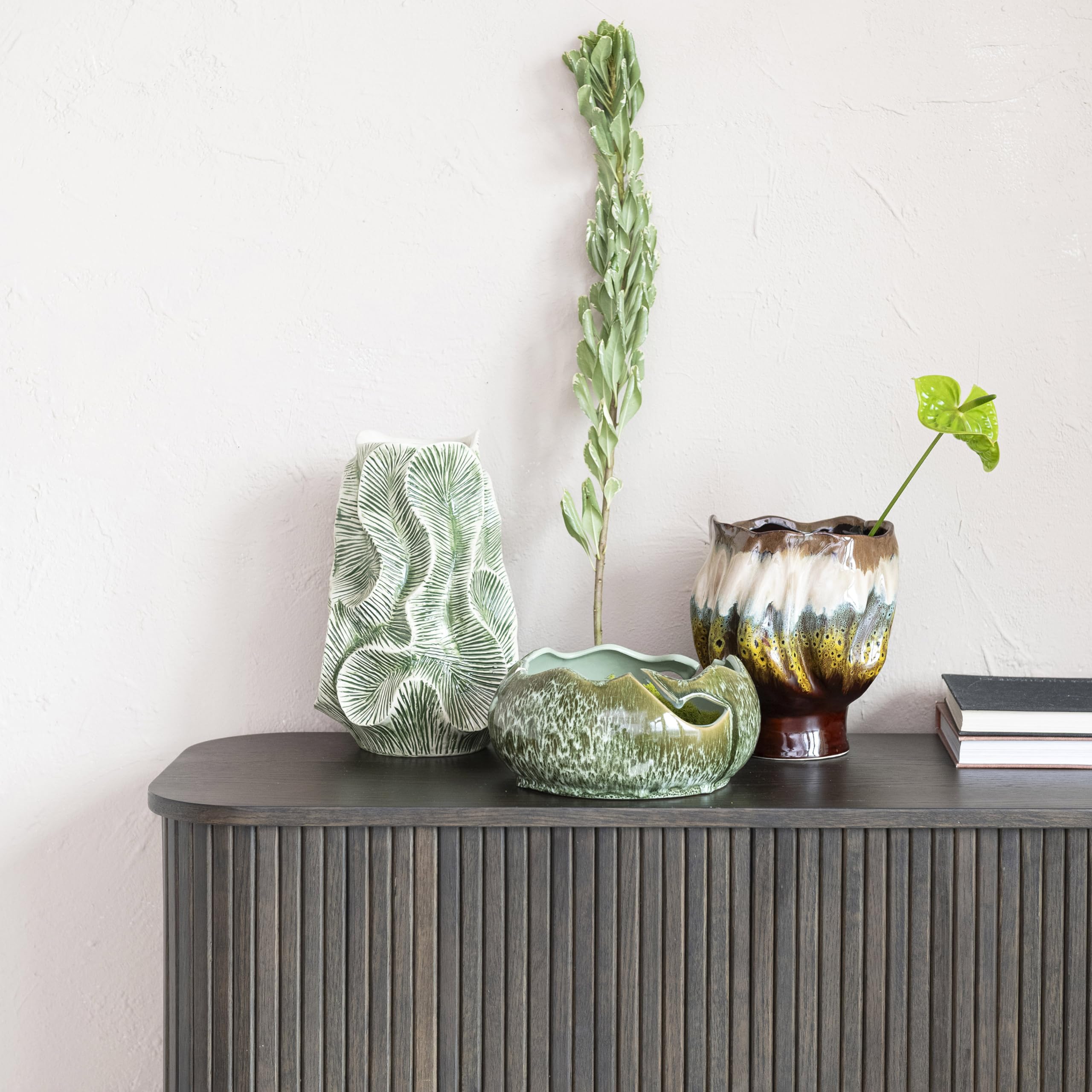 Bloomingville Reclaimed Wood and Oak Wood Cabinet with Accordion Doors, Walnut - Image 6