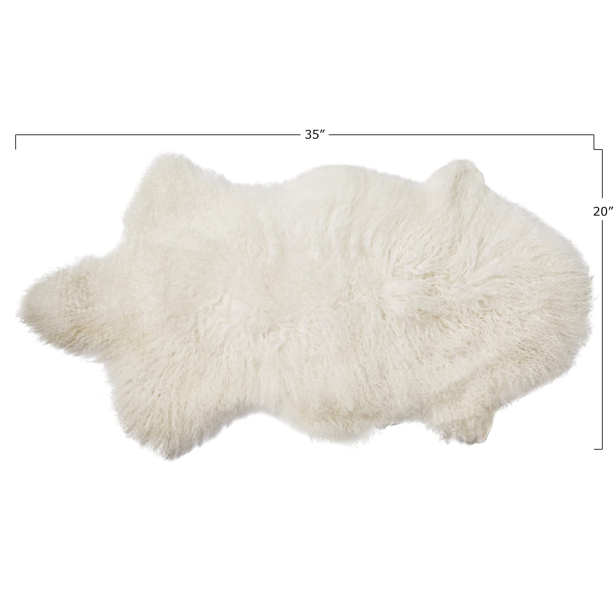 Bloomingville White Natural Mongolian Lamb Fur Rug - Image 3