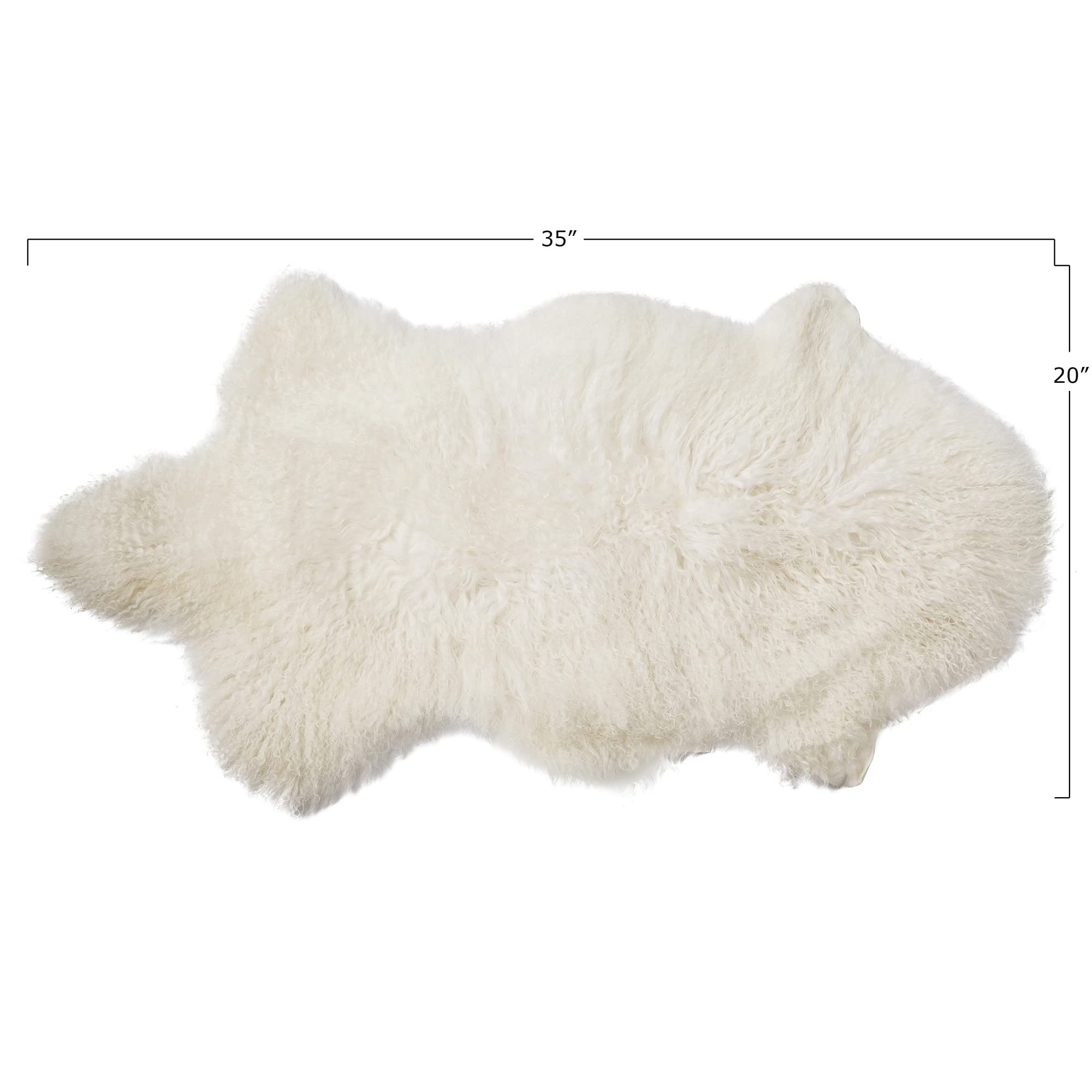 Bloomingville White Natural Mongolian Lamb Fur Rug - Image 6