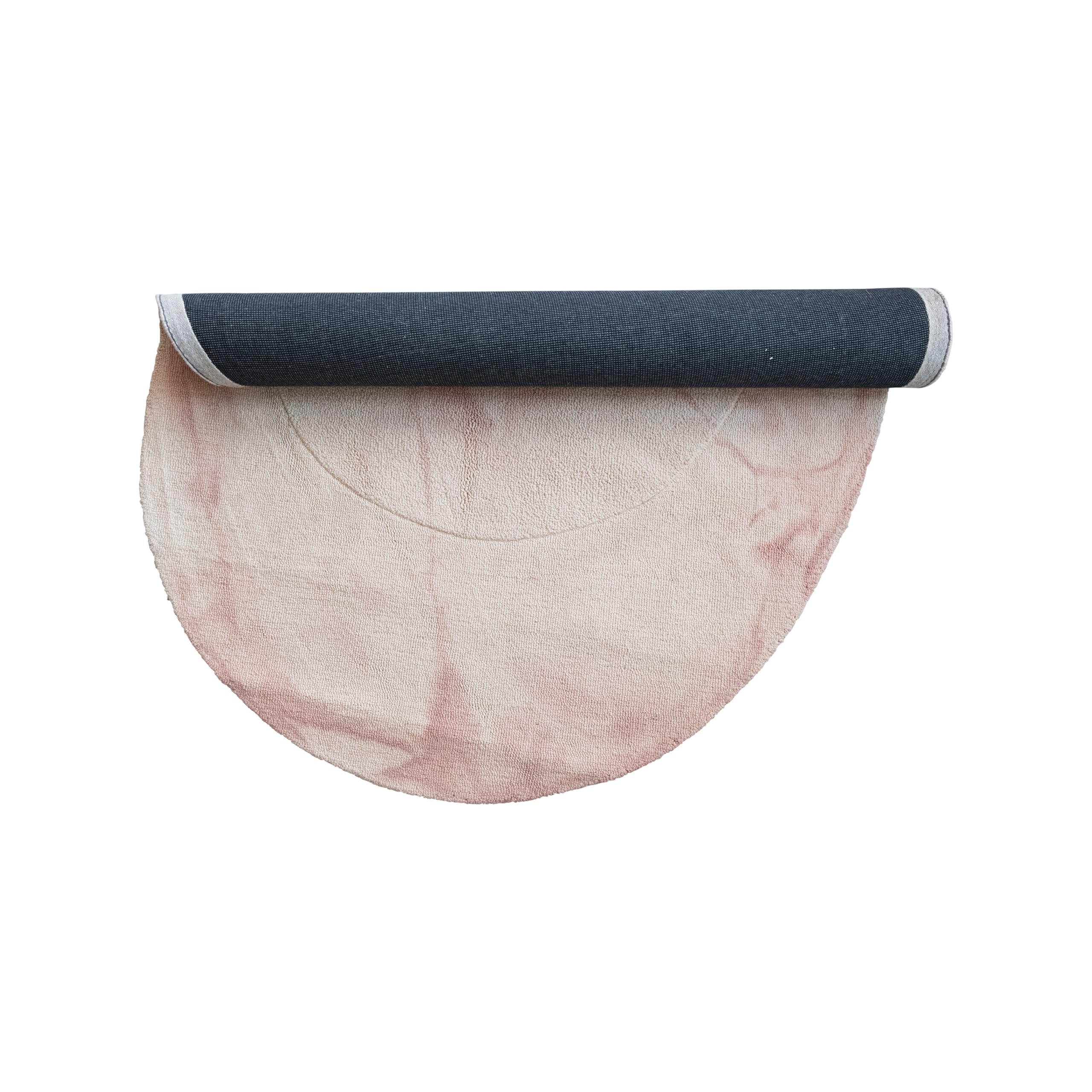 Bloomingville Wool and Reclaimed Cotton Organic Shaped Rug, Pink and Cream - Image 3