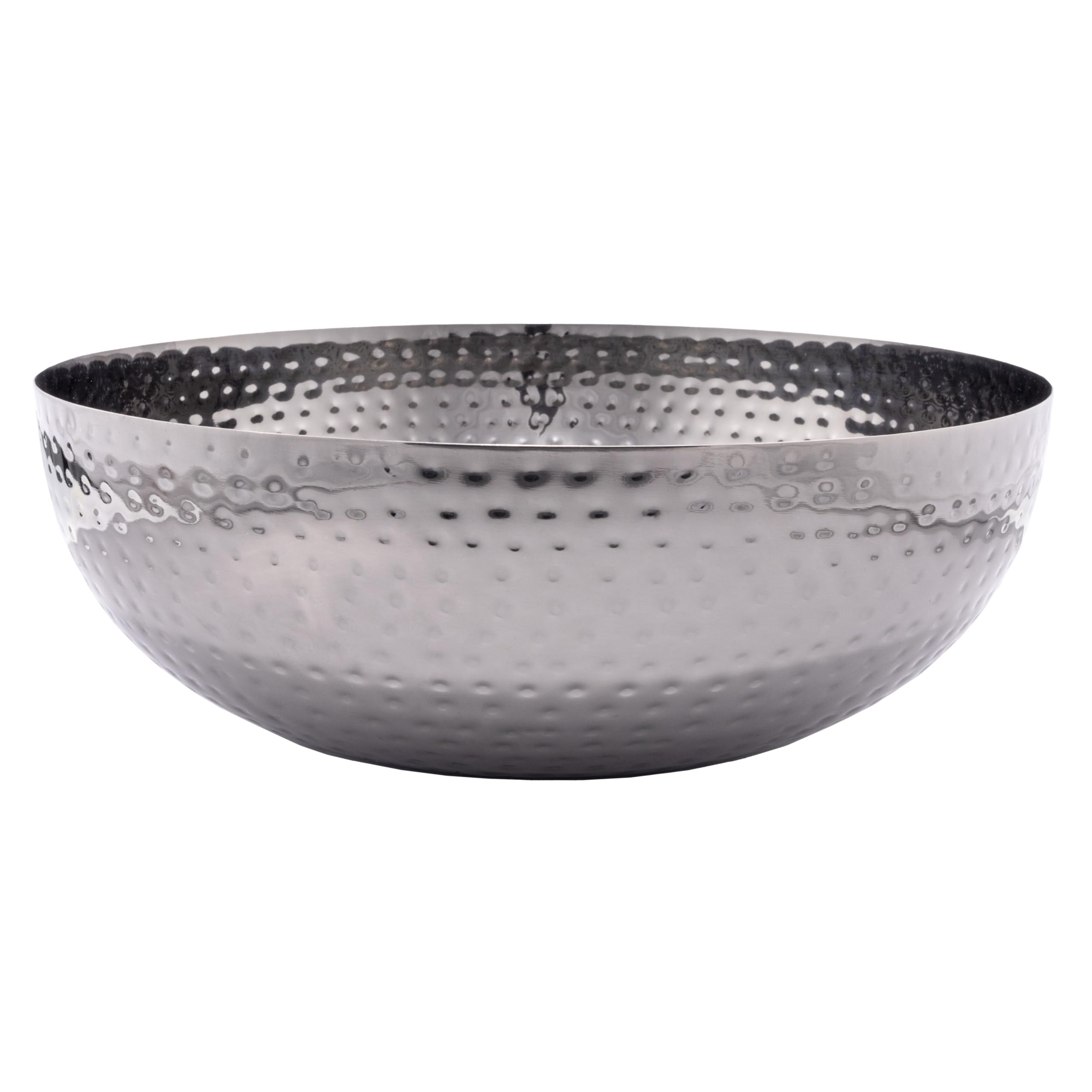 Round Hammered Metal Bowl, Oxidized Silver - Image 3