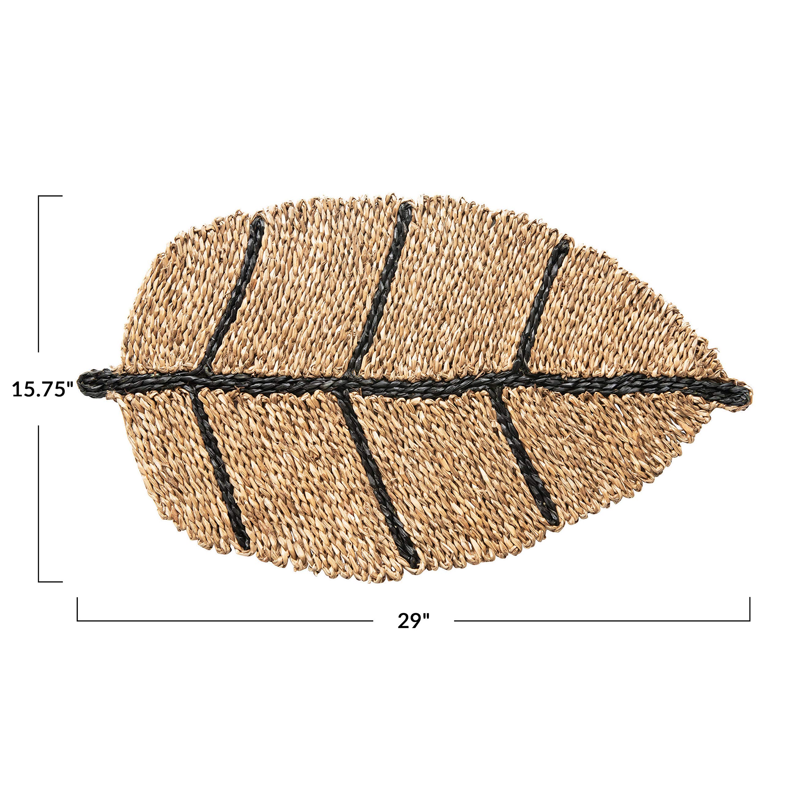 Seagrass Leaf Shaped Mat, Natural & Black - Image 3